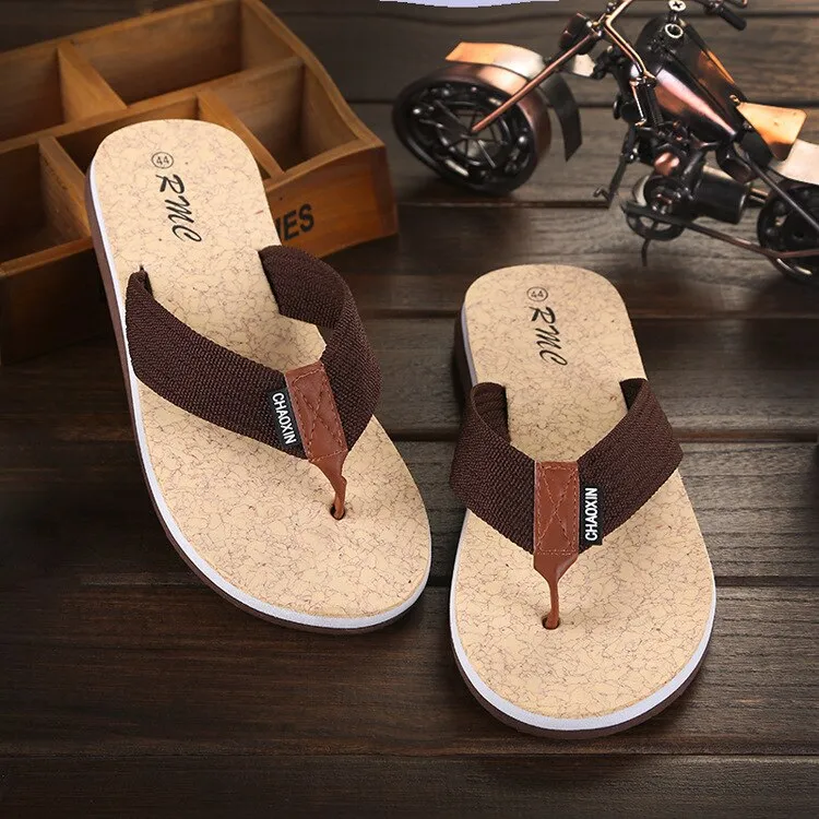 2020 Men Shoes Summer Bohemia  Beach Sandals Striped Slippers Flip Flops For Men Platform Sandals Beach Slippers Size 40~45 Steel Toe House Slippers