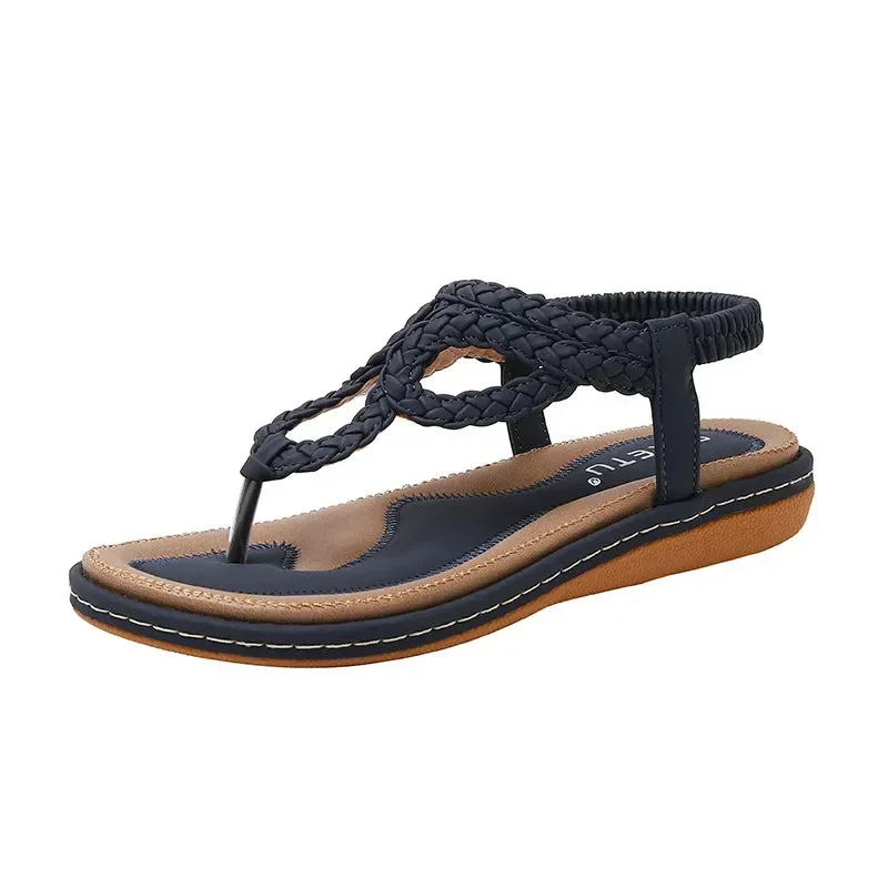 2024 Fashion Summer Shoes Women Flat Sandals Flip Flops Non-slip Summer Ladies Bohemian Shoes Plus Size 42 D082 Best Slide Flip Flops