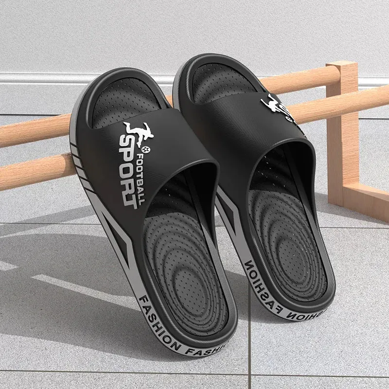 Hello Home Slippers 2024 New Men's Slippers Summer EVA Soft Slippers for Male Outdoor Thicken Anti-slip Beach Sandals Bathroom Home Fashion Sandals