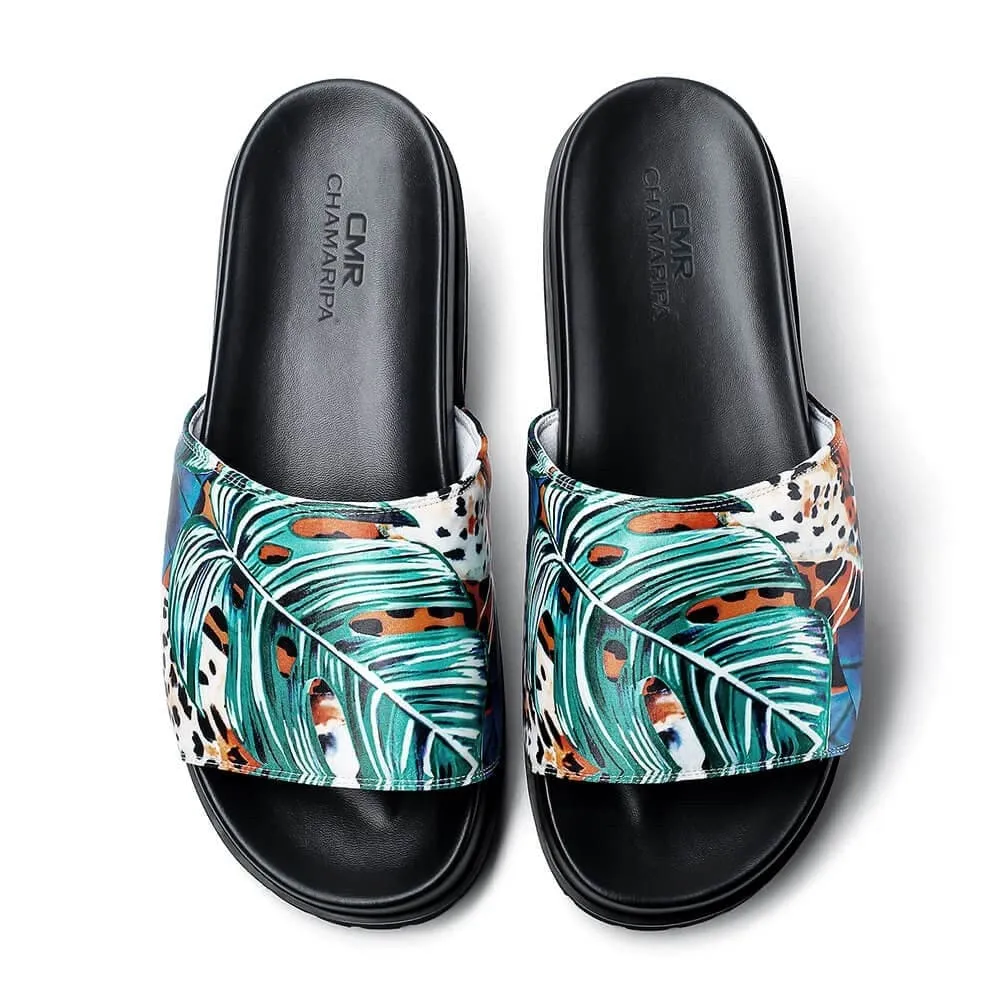 6 CM / 2.36 Inches CMR CHAMARIPA Elevator Shoes - Elevate Your Look with Height-Enhancing Slides for Men - 2.36 Inch Heel Non Open Toe Sandals