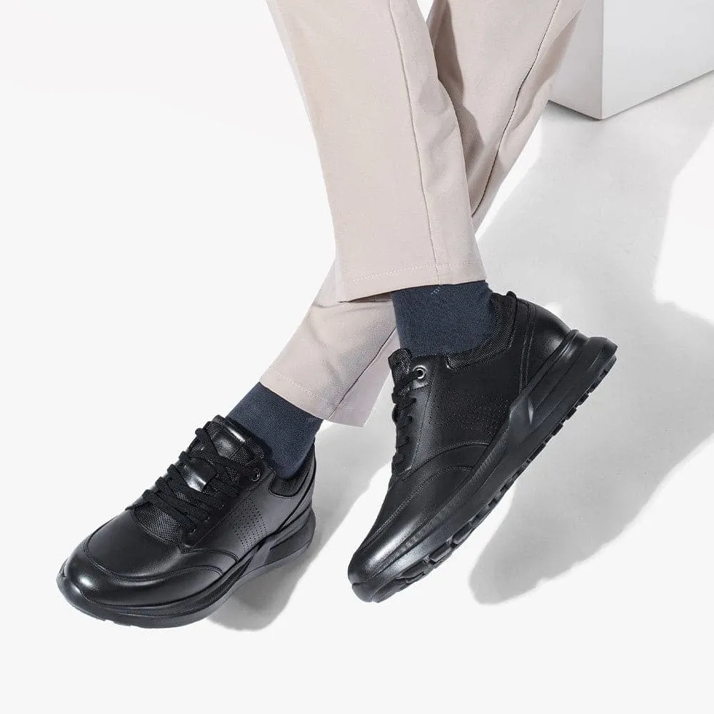 7 CM / 2.76 Inches CMR CHAMARIPA Hidden High Heel Shoes - Black Casual Sneakers for Men - Boost Your Height Sneakers Feiyue