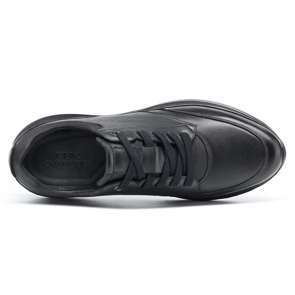 7 CM / 2.76 Inches CMR CHAMARIPA Hidden High Heel Shoes - Black Casual Sneakers for Men - Boost Your Height Vans Sneakers