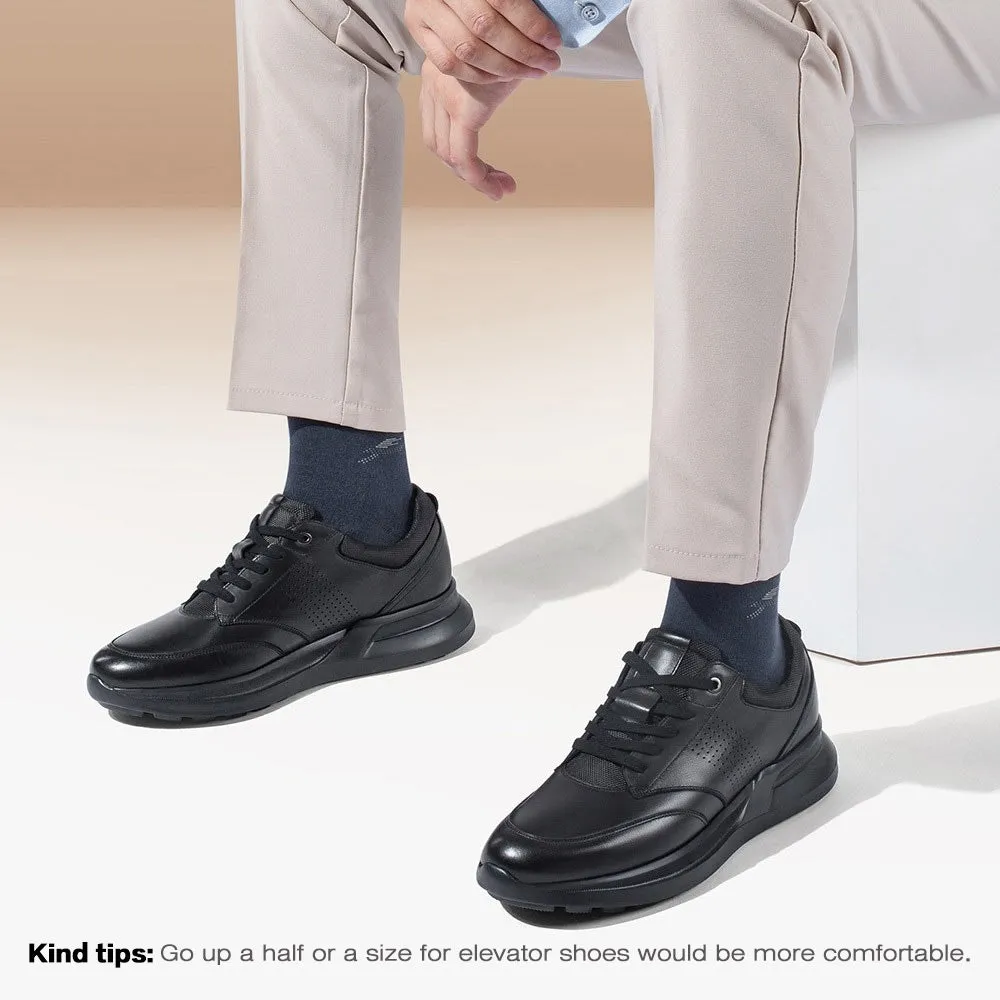 Mia Mia Sneakers 7 CM / 2.76 Inches CMR CHAMARIPA Hidden High Heel Shoes - Black Casual Sneakers for Men - Boost Your Height