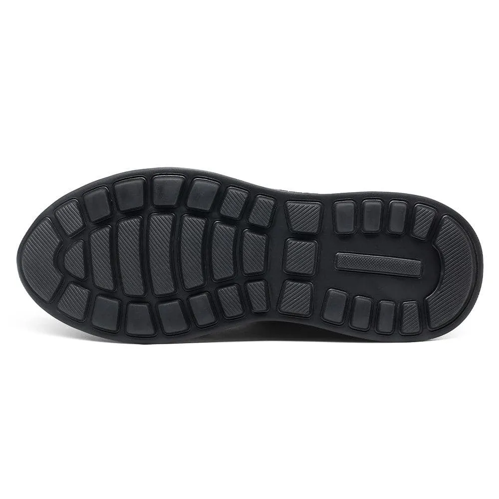 Velcro Strap Sneakers 7 CM / 2.76 Inches CMR CHAMARIPA Hidden High Heel Shoes - Black Casual Sneakers for Men - Boost Your Height