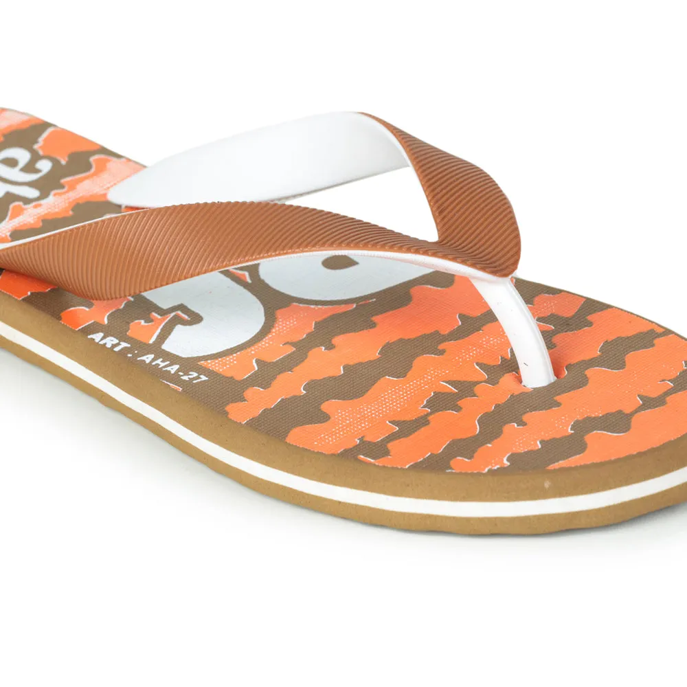 A-HA By Casual Orange Flip-Flops For Men AHA-27 By Liberty Best Spa Slippers