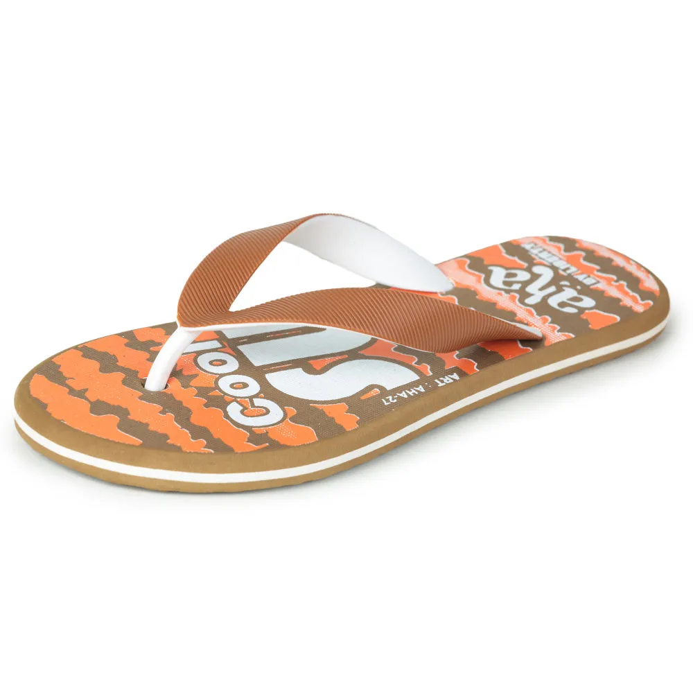 Knit Slippers With Leather Sole A-HA By Casual Orange Flip-Flops For Men AHA-27 By Liberty