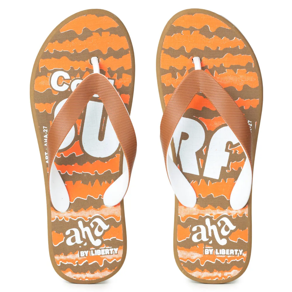 A-HA By Casual Orange Flip-Flops For Men AHA-27 By Liberty Summer Home Slippers