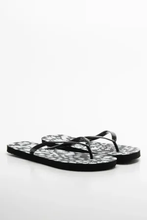 Abstract Flip Flop Black Echo Sandals