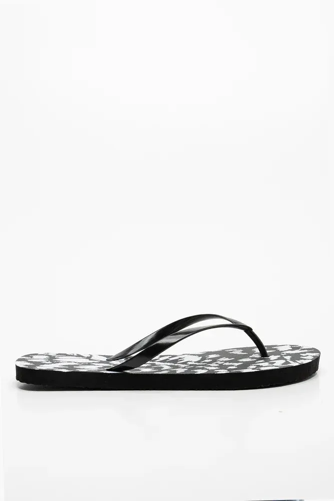 Sandals For Arch Support And Walking Abstract Flip Flop Black