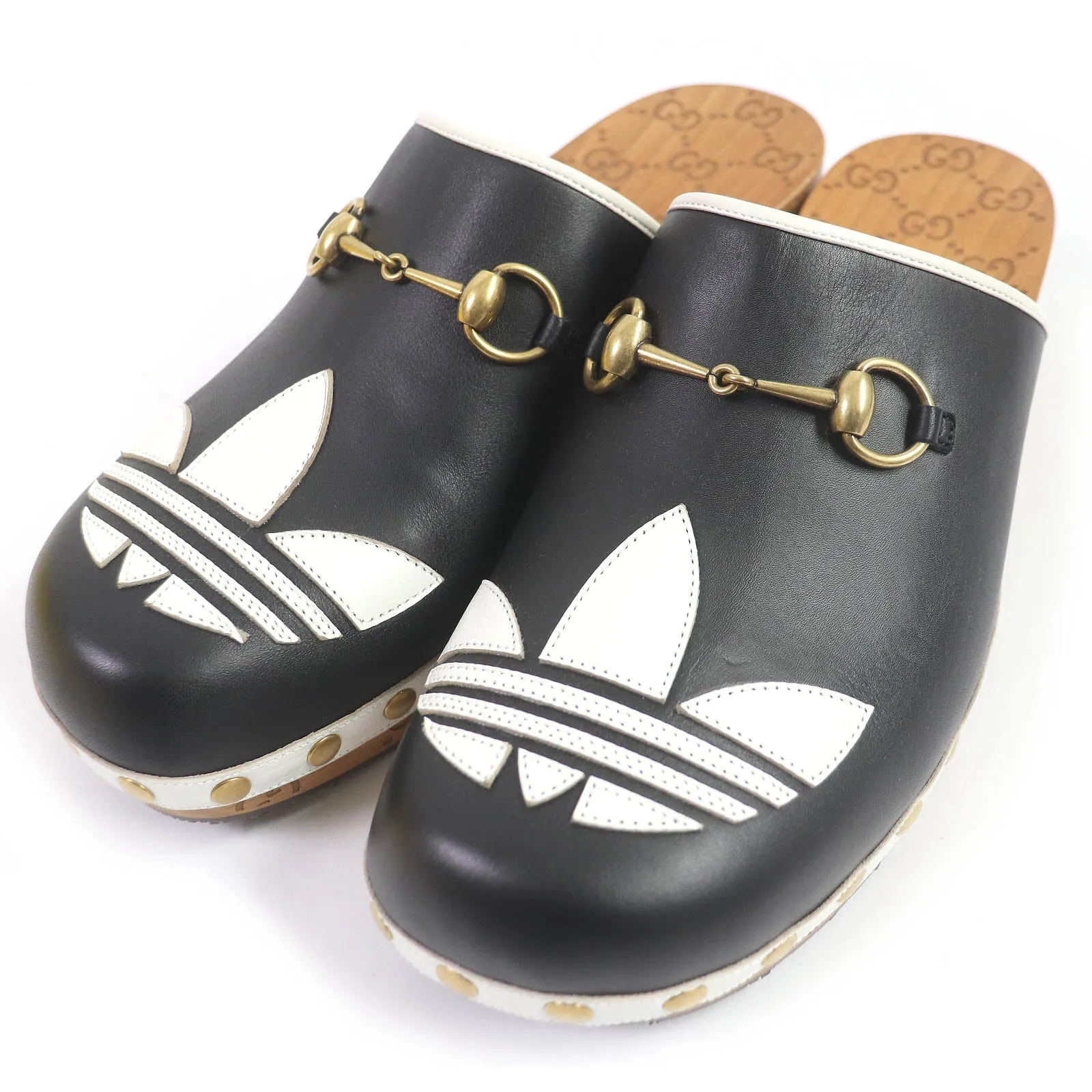 Adidas Gucci Trefoil Clog Leather Sandals Black Shoe Releases Adidas