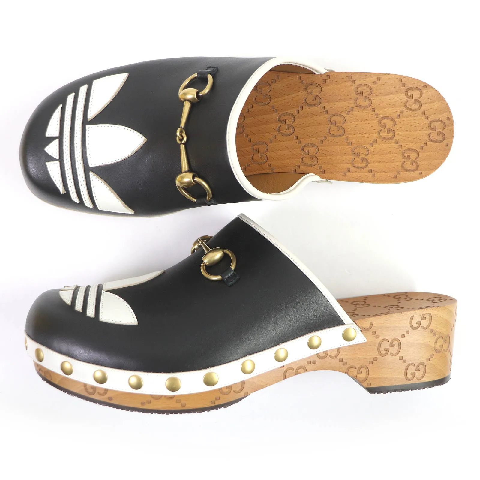 Adidas Gucci Trefoil Clog Leather Sandals Black Crochet Adidas Shoes