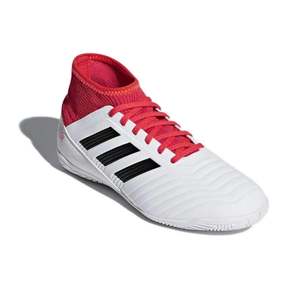 Adidas Kid's Predator Tango 18.3 Indoor Soccer Shoes - White / Coral Red High End Adidas Shoes
