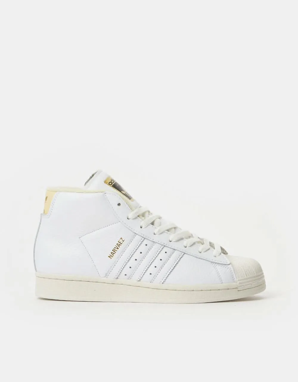 adidas x Sam Narvaez Pro Model ADV Skate Shoes - White/White/Easy Yellow Adidas Shoes Without Laces