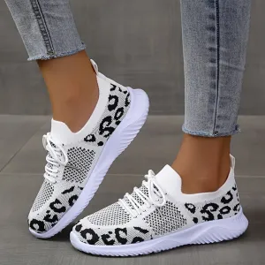 John Fluevog Sneakers Betterthy 2024 NewWomen's Leopard Print Wedge Mesh Casual Sports Shoes