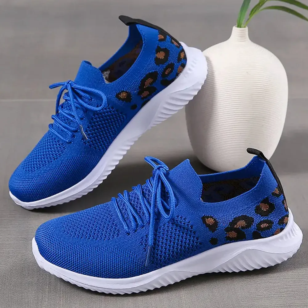 Corporate Sneakers Betterthy 2024 NewWomen's Leopard Print Wedge Mesh Casual Sports Shoes