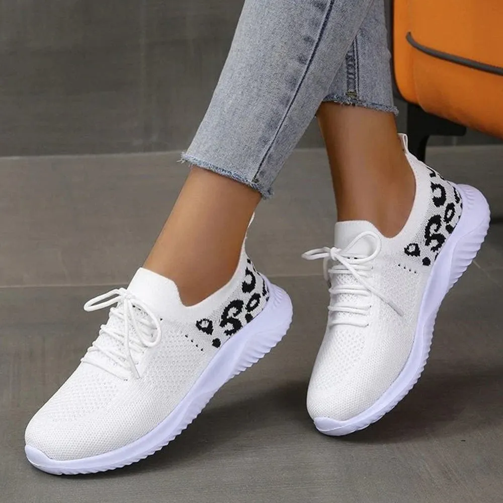 Mozo Sneakers Betterthy 2024 NewWomen's Leopard Print Wedge Mesh Casual Sports Shoes