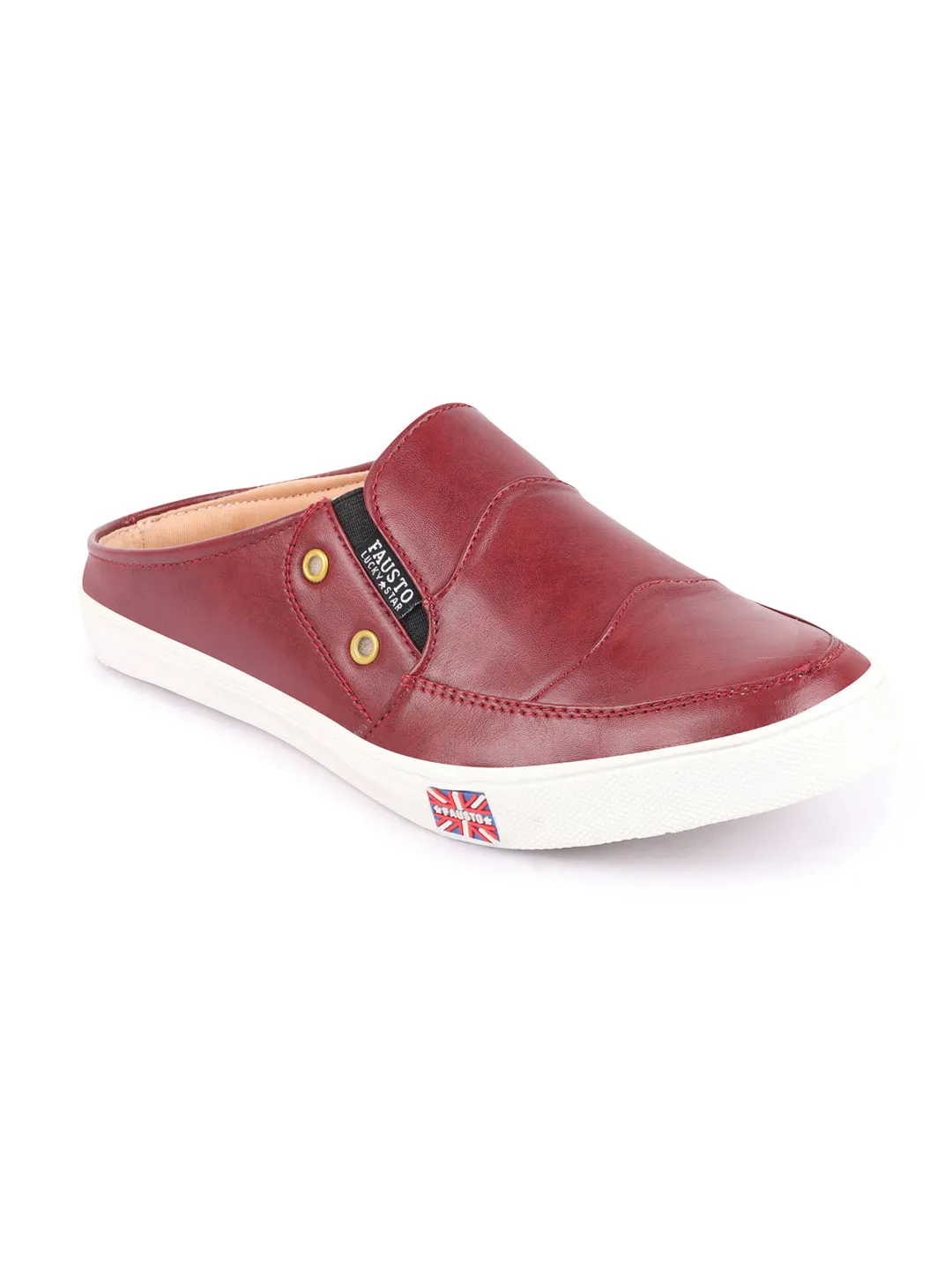 Men Cherry Casual Slip-On Shoes Leather Slip On Mule