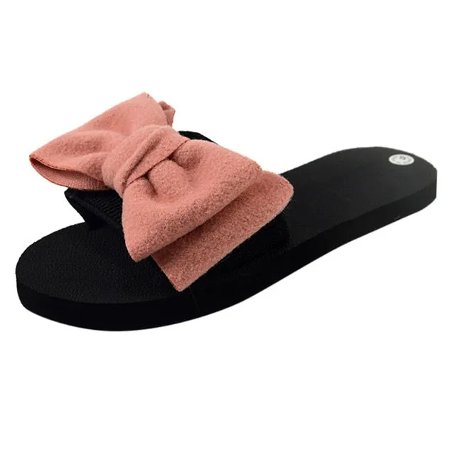 Rihanna Women Summer Sandals Bow Slippers Satin Fashion Slides Chinelo Lovely Beach Shoes Casual Flip Flops Frenchie Flip Flops