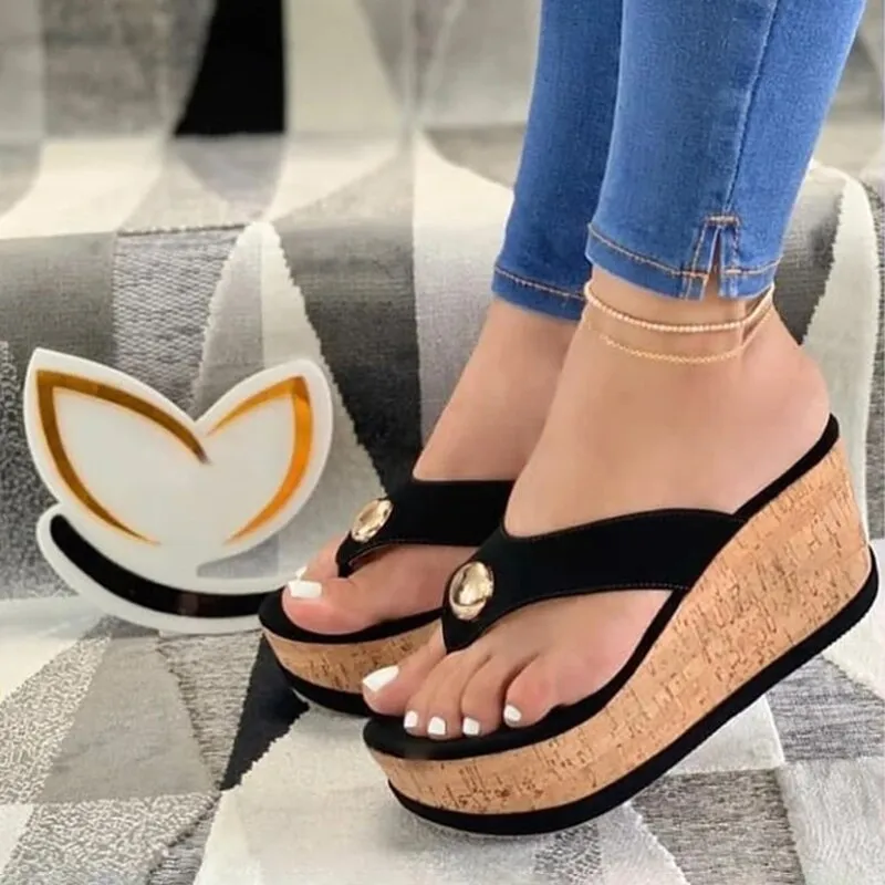 Native American Flip Flops Amozae--Back to College  Sandals Women Wedges Shoes Platform Summer Casual Solid Women Girls Wedges Shoes Slip-On Girls Plus Size Flip Flops