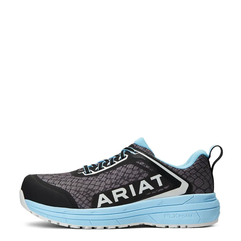 'Ariat' Women's Outpace  Shift EH Comp Toe - Grey Snake Print / Blue Comfortable Work Boots For Concrete