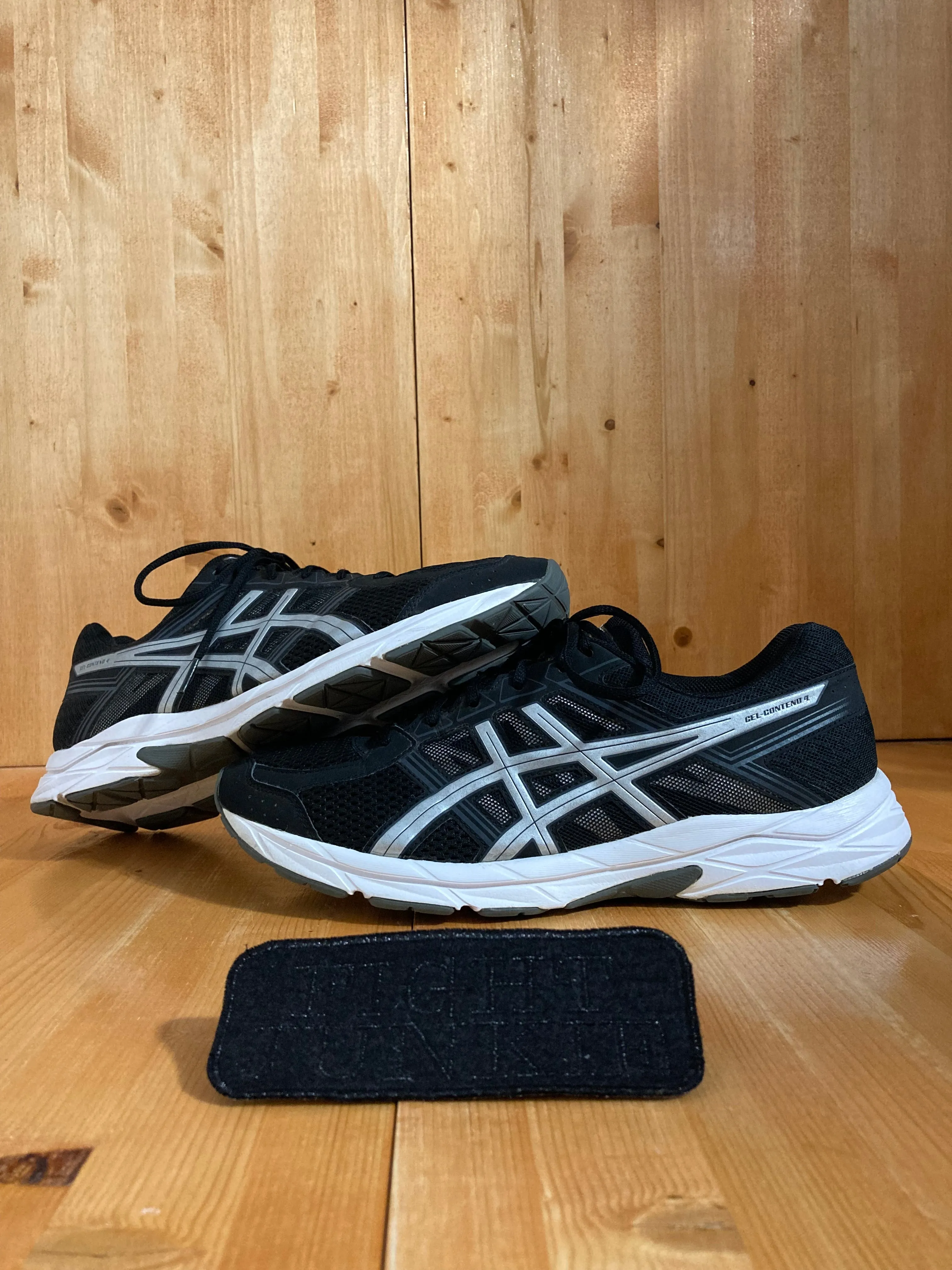 ASICS GEL CONTEND 4 Men Size 11 Running Shoes Sneakers Black T715N Asics Concrete Running Shoes