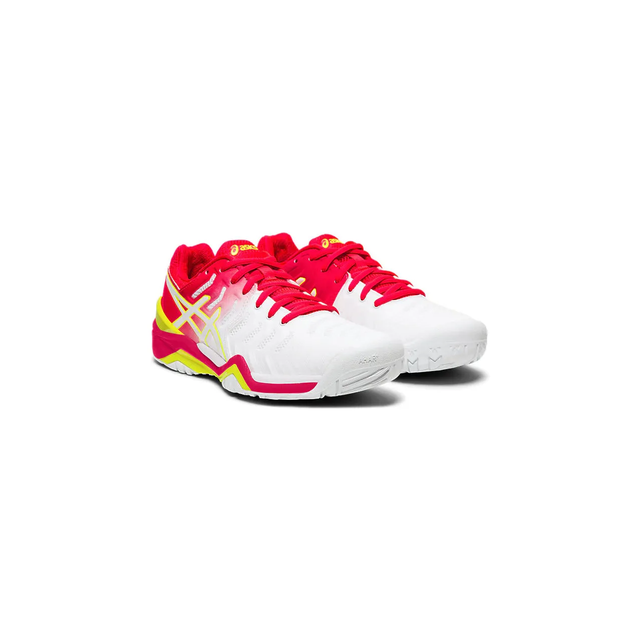 Asics Gel Resolution 7 White Pink Yellow Womens Tennis Shoes Best Asics Shoes For Weightlifting