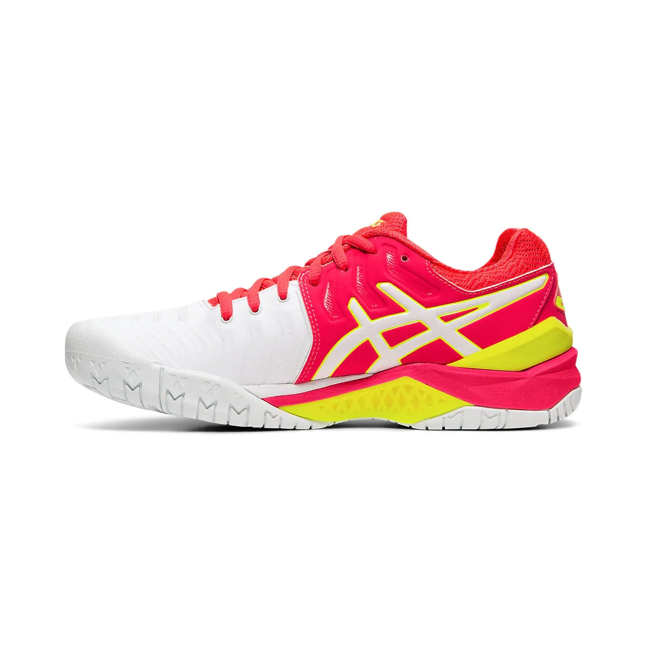 Asics Gel Resolution 7 White Pink Yellow Womens Tennis Shoes Asics Gel Rocket 9 Court Shoe