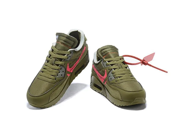 OFF-WHITE x Nike Air Max 90 'Olive' Shoes Sneaker Sale Men Size US 7, 8, 8.5, 9, 10, 11 Asics Running Shoes Size Guide