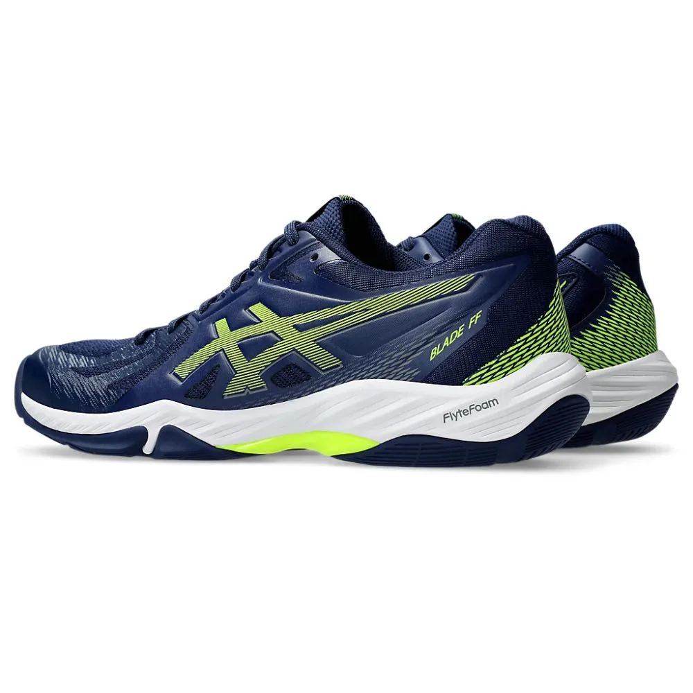 Asics Weightlifting Shoes Japan ASICS Men's Blade FF Badminton Shoe (Blue Expanse/Safety Yellow)