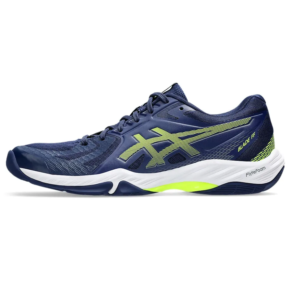 Asics Training Shoes Uk ASICS Men's Blade FF Badminton Shoe (Blue Expanse/Safety Yellow)