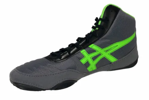 Arch Support Asics Running Shoes Asics Men's JB Elite V2.0 Wrestling Shoes Gray Black Green Size 11.5
