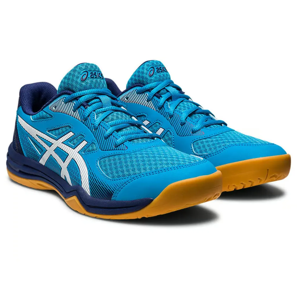 ASICS Men's Upcourt 5 Badminton Shoe (Island Blue/White) Asics Running Shoes Logo