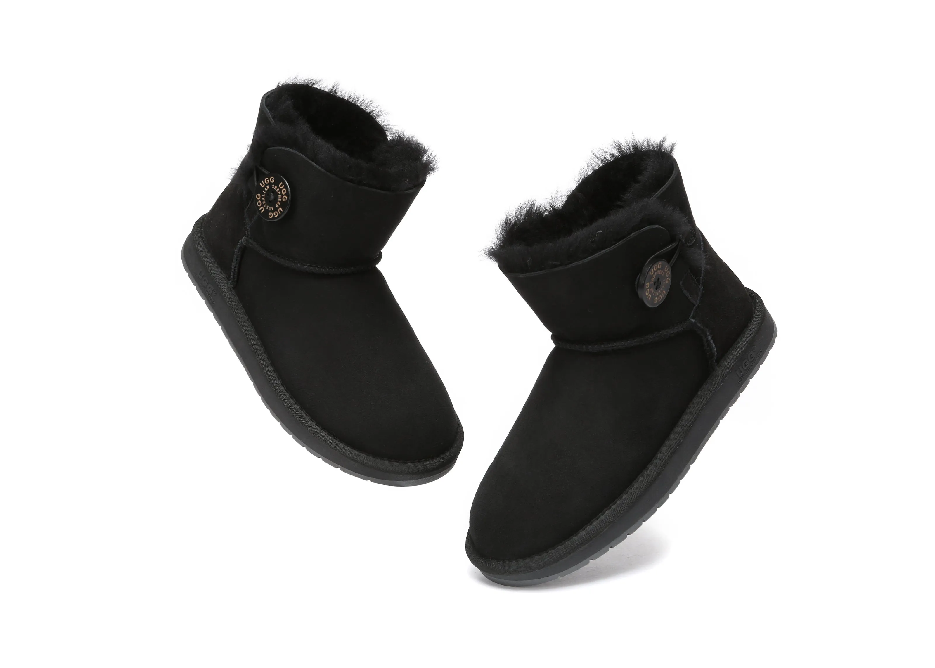 AUSTRALIAN SHEPHERD UGG Boots Double Face Sheepskin Wool Mini Button Mayberry Emu Slippers