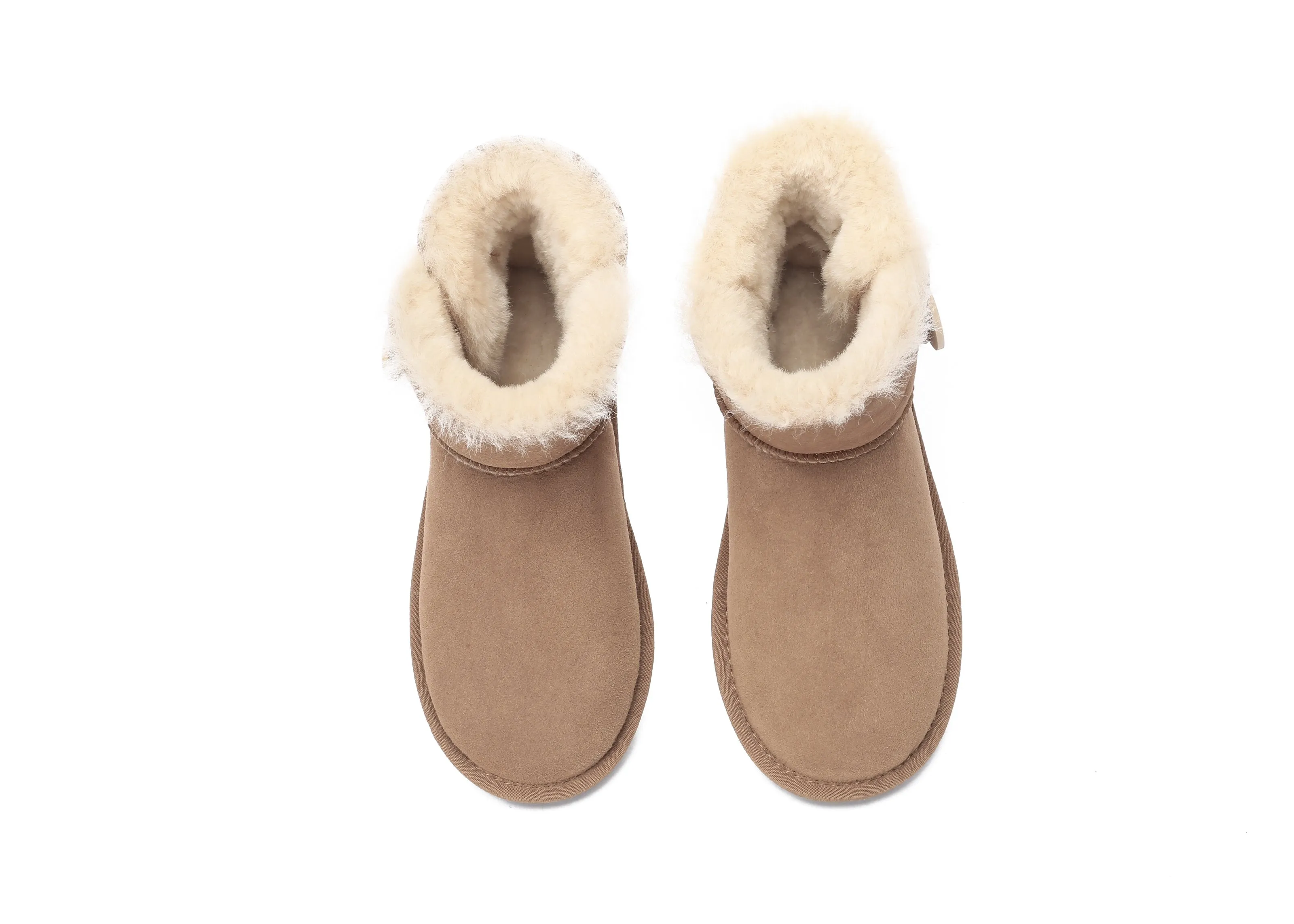 Monkey Slitters Coraline AUSTRALIAN SHEPHERD UGG Boots Double Face Sheepskin Wool Mini Button