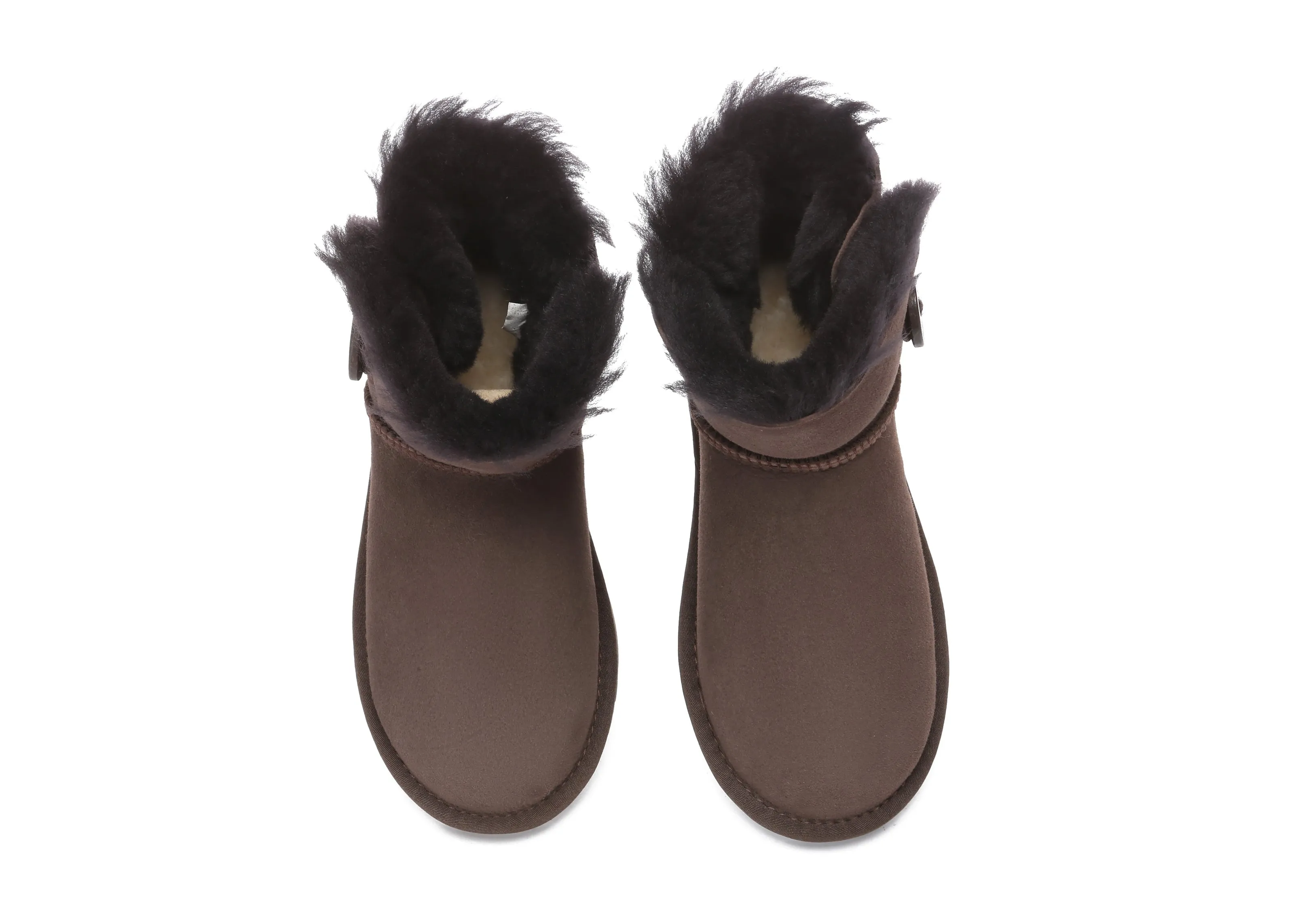 AUSTRALIAN SHEPHERD UGG Boots Double Face Sheepskin Wool Mini Button Comfy Warm Slippers