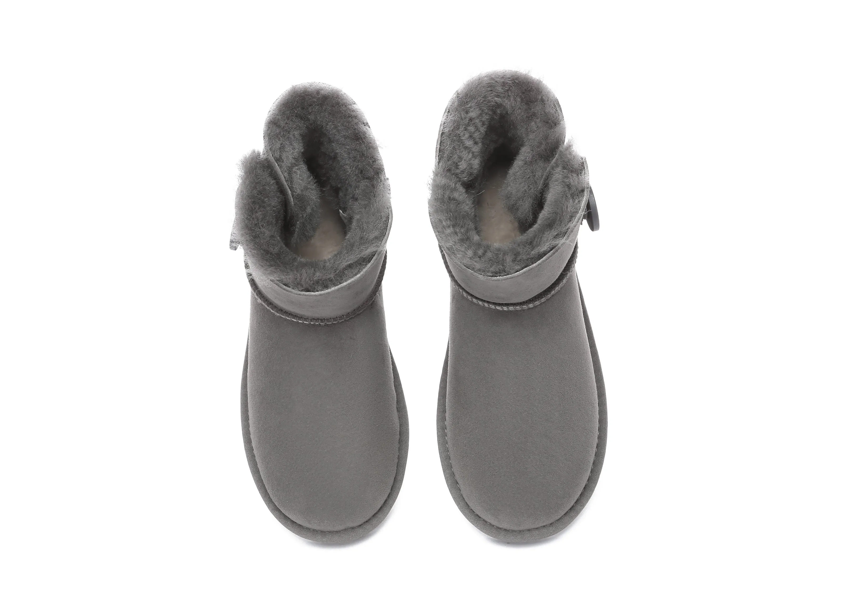 AUSTRALIAN SHEPHERD UGG Boots Double Face Sheepskin Wool Mini Button Sheepskin Fluffy Slippers