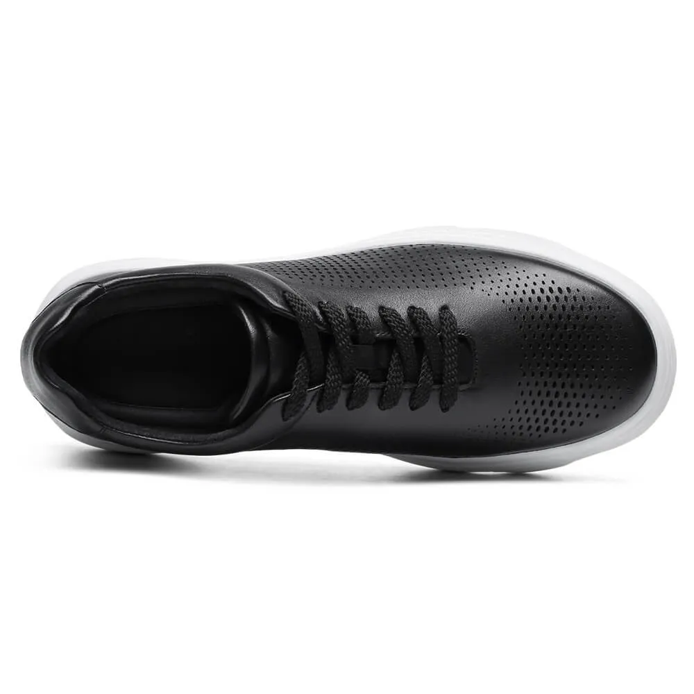 6 CM/2.36 Inches CMR CHAMARIPA  Men's Black Leather Elevator Sneakers - Stylish Height-Boosting Footwear Bandolino Sneakers