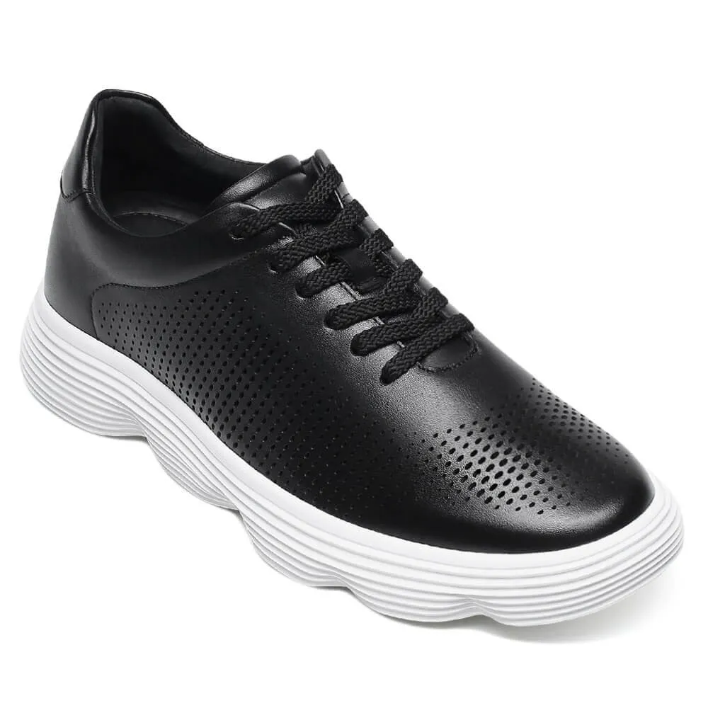 Nicest Sneakers Of All Time 6 CM/2.36 Inches CMR CHAMARIPA  Men's Black Leather Elevator Sneakers - Stylish Height-Boosting Footwear