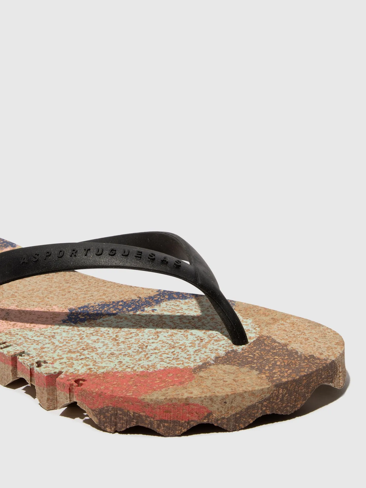 Beach Flip-Flops BUMPY Multi. & black strap Matching Flip Flops