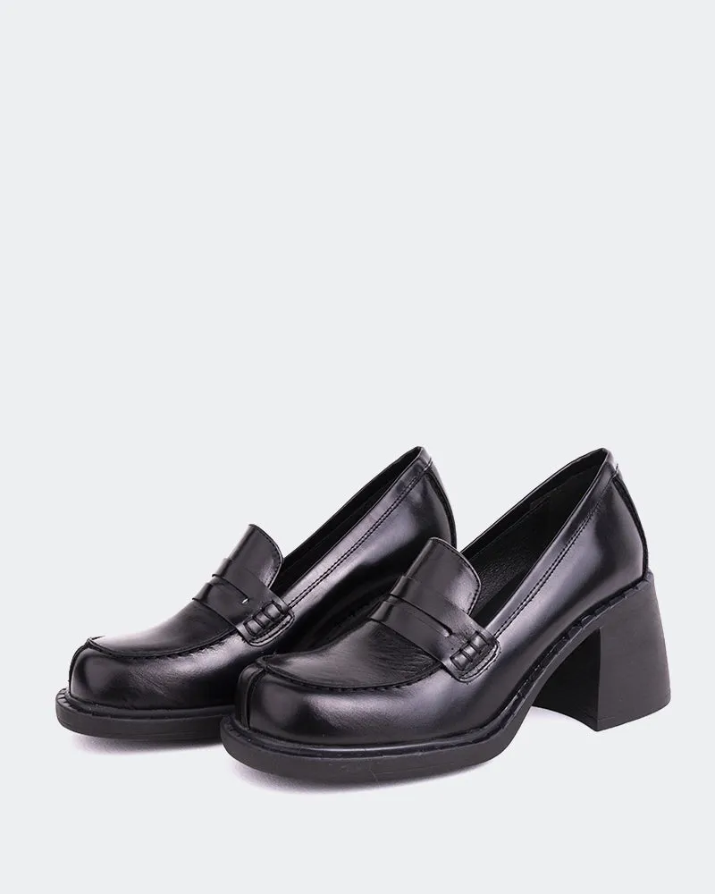Beckam Black Leather Yellow Loafers