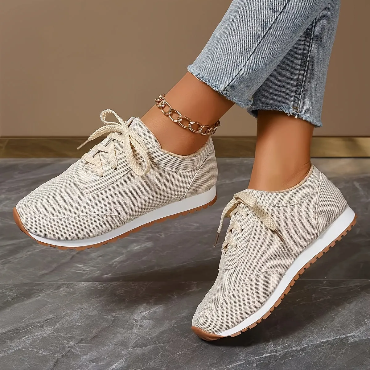 Beige linen look sneakers - Nora shoes Sneakers Zara