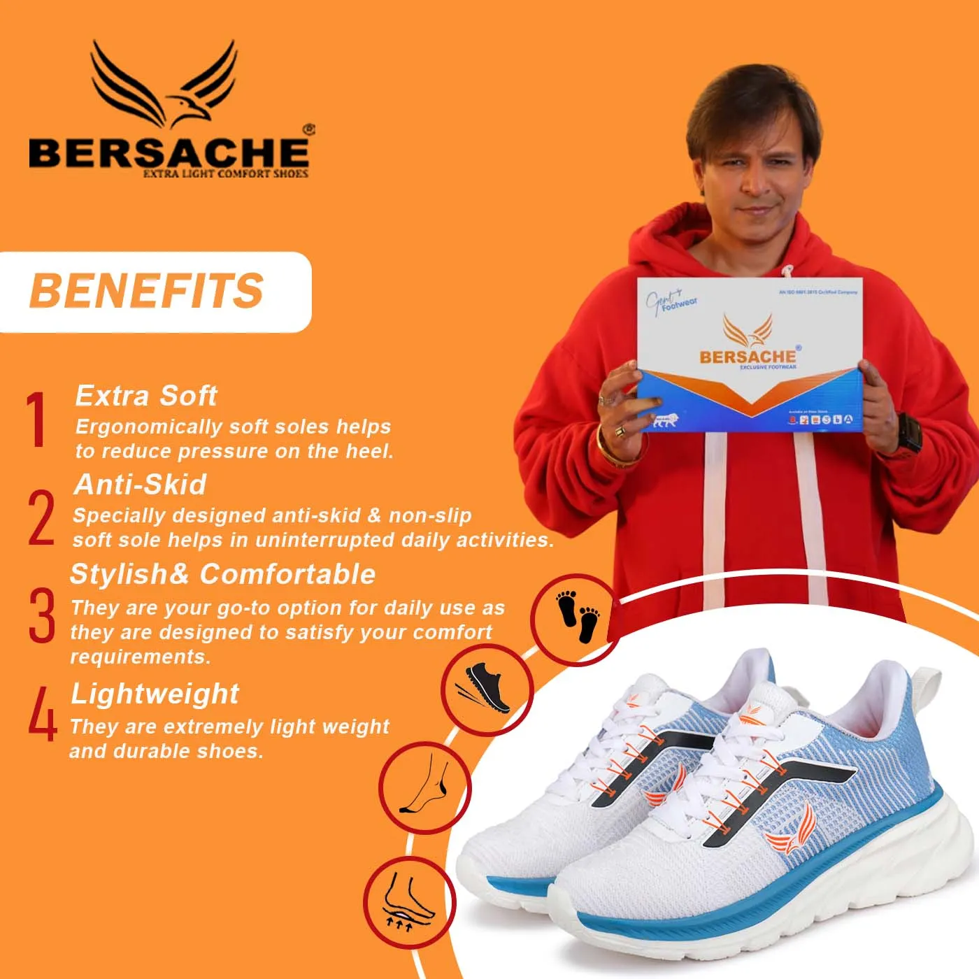 Cozies Slippers Bersache Sneaker, Loafers ,Casual with extra comfort snearkers for men  -8020 (Blue)