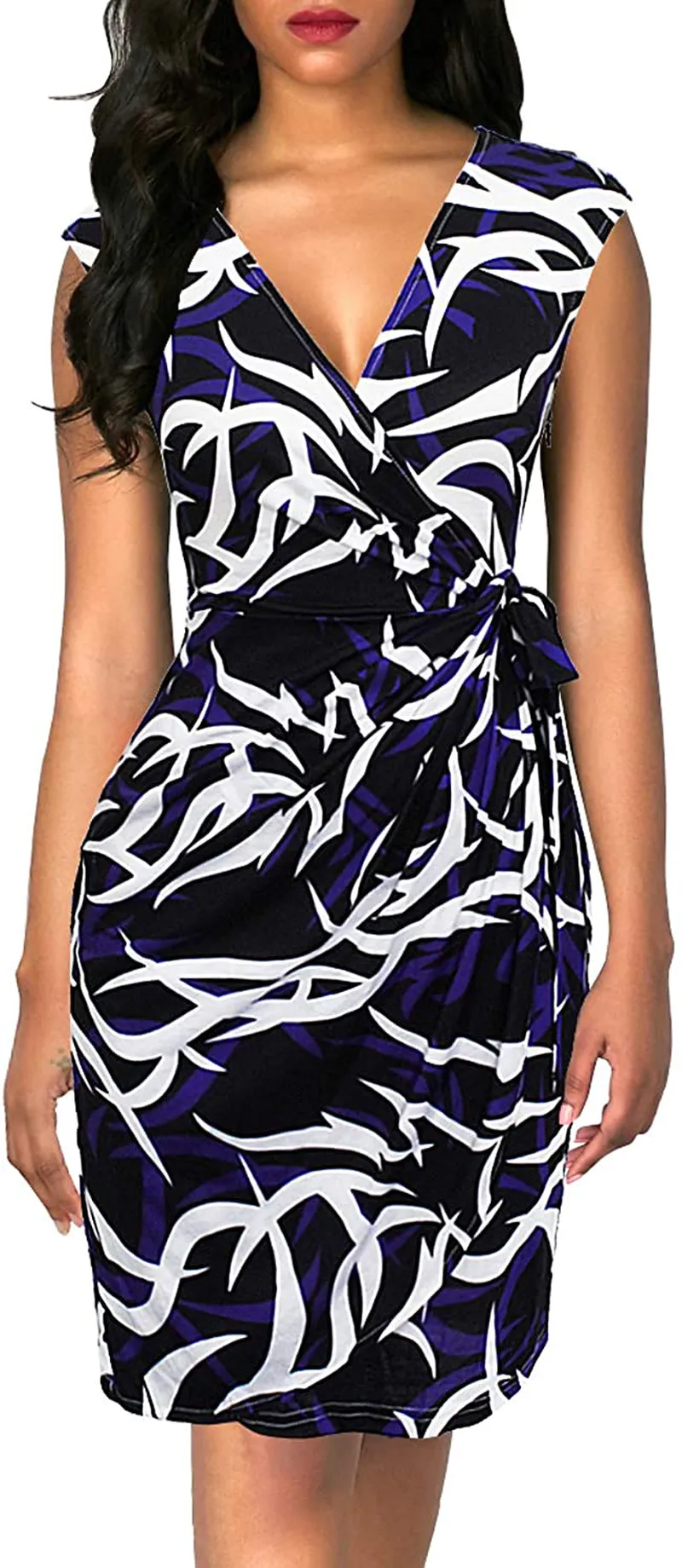 Boot Country Work Country Berydress Women's Vintage V-Neck Sheath Casual Party Work Faux Black Wrap Dress