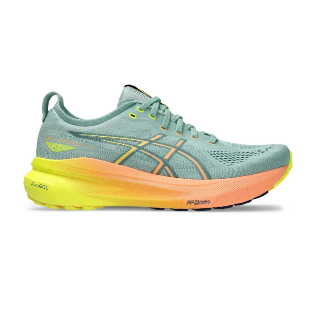 Asics Rare Wrestling Shoes ASICS Men's Gel-Kayano 31 Paris Running Shoe (Light Celadon/Safety Yellow)