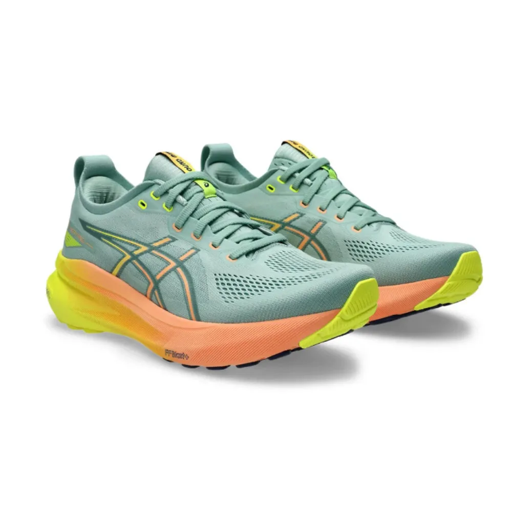Asics Gel Game Tennis Shoes Review ASICS Men's Gel-Kayano 31 Paris Running Shoe (Light Celadon/Safety Yellow)