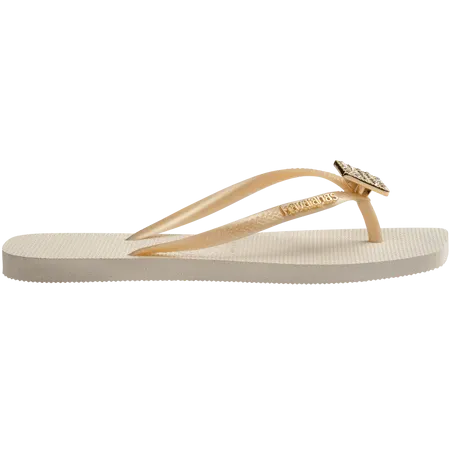 Havaianas Women's Slim Square Crystal Elegance Flip Flop - Beige Flip Flops With Wide Feet