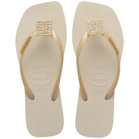 The Row Beach Rubber Flip Flops Havaianas Women's Slim Square Crystal Elegance Flip Flop - Beige