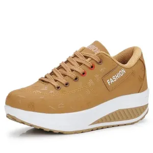 Big Size PU Leather Platform Running Shoes for Women Sport Shoes Woman Height Sneakers Women Sports Tennis Brown Basket GME-1838 8053 Quad Oxfords