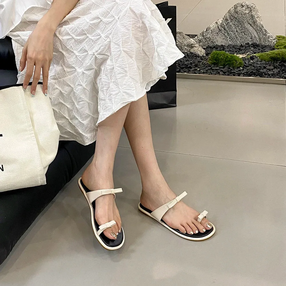 Sandals And Flip Flops binfenxie  -  Fashion Women Sandals SLippers Bow Design Summer Flip Flops Brown Gold Black Casual Party Pumps Flat Heels Beach Shoes Woman