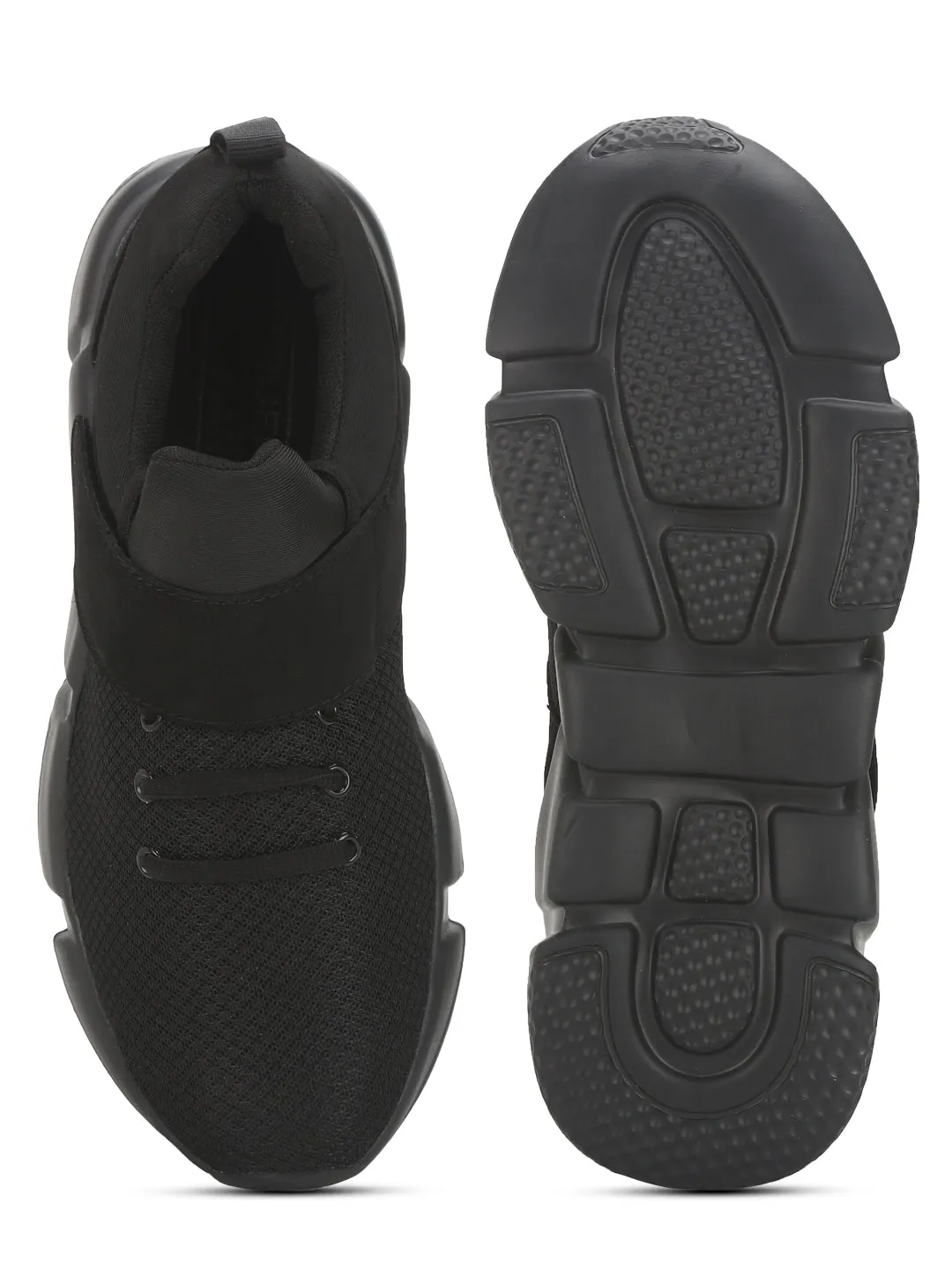 Black PU Mesh Men Sneakers Thin Sole Sneakers